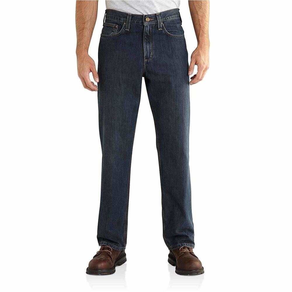 Carhartt Relaxed Fit Holter Dark‎ Blue Bedrock Work Denim Jean Men's Size 42